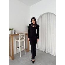 Eccey Butik Port Dantel Detay Elbise