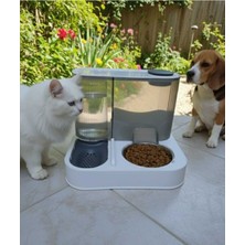 Feyza Design Çelik Kaseli Çift Hazneli Otomatik Su ve Mama Kabı, Kaymaz Dizayn