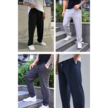 Eydamoon Erkek Siyah-Gri-Füme-Lacivert Rahat Kesim Baggy Kalıp 4 Mevsim  Eşofman Altı