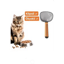 Feyza Design Klipli Kedi Köpek Mama Kepçesi 180 ml Ölçekli, Çok Amaçlı Ölçü Kaşığı