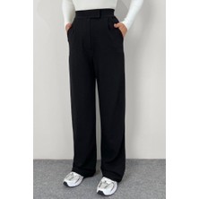 Eccey Butik Kadın Yüksek Bel Cepli Cırt Kapama Janjan Krep Pantolon