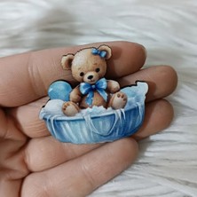 PremiumPort 25 Adet Mavi Ayıcık Figür, 4 cm Uv Baskılı, Süsleme ve Hediyelik Için