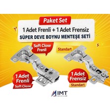 İmt Aksesuar 1 Adet Frenli 1 Adet Frensiz Süper Deve Menteşe Seti Mobilya Dolap Mutfak ve Gardırop Kapak Menteşesi