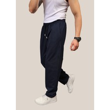 Eydamoon Erkek Lacivert Baggy Kesim Bol Paça 2 Iplik Cepli Eşofman Altı