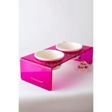 Feyza Design Sevimli Evcil Hayvanlar Için Şık Seramik ve Pleksi Mama ve Su Kabı