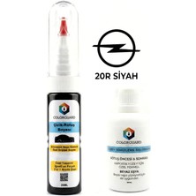 COLORGUARD Opel 20R Safir Siyahı İğneli & Fırçalı Şişe Rötuş Boyası ve Yüzey Temizleme Solüsyonu Seti