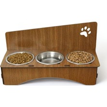 Feyza Design Çelik Kedi Mama ve Su Kabı Seti, 3'lü, Şık ve Dayanıklı Tasarım