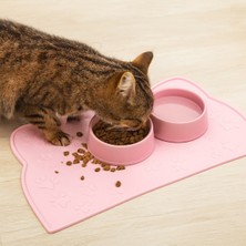 Feyza Design Yumuşak ve Kaymaz Kedi Mama Matı, 42X28 Cm, Hijyenik ve Şık Tasarım