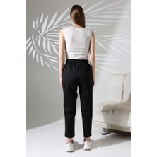 Eccey Butik Kadın Uzun Kollu Dalıç Kumaş Cep Detay Beli Lastikli Ütüsüz Pantolon