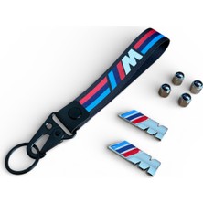 Bmw Yan Çamurluk Bmw M Metal Amblem  (25 mm 55 Mm)- Bmw Mmm Bez Anahtarlık ve 4 Adet M Sibop Kapak