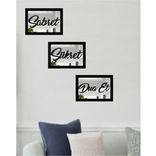 PremiumPort 3D Sabret Şükret Dua Et Gümüş Ayna Seti 26X16, Şık ve Anlamlı Hediye