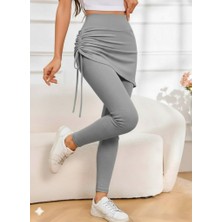 Eccey Butik Kadın Yüksek Bel Yandan Büzgülü Alttan Uzun Kaşkorse Tayt Etek