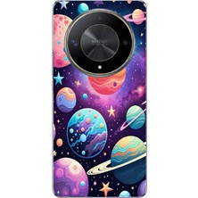 TechTree Honor X9B Uyumlu Uzay, Gezegen ve Yıldız Desenli Baskılı Silikon Kılıf