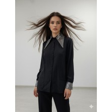 Eccey Butik Kadın Uzun Kollu Yaka ve Manşet Detay Gömlek