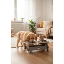 Feyza Design Ahşap Köpek Mama ve Su Kabı Seti, 36 Cm, Küçük/orta Irk Için