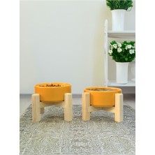 Feyza Design 2'li Seramik Mama Kabı, Çift Taraflı Taban, Farklı Yüksekte Kullanım