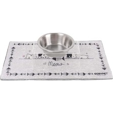 Feyza Design Şeffaf Seramik Kedi ve Köpek Için Dekoratif Mama ve Su Kabı Seti