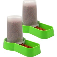 Feyza Design Yeşil Kare 1,5 Lt Kedi Köpek Mama ve Su Kabı Seti, 2 Adet