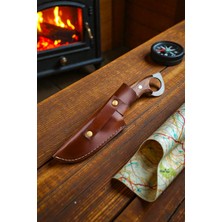 Swencraft Outdoor Piknik Çakısı Kamp Bıçağı El Yapımı Kılıf Ahşap Ceviz Sap ( 21 cm )