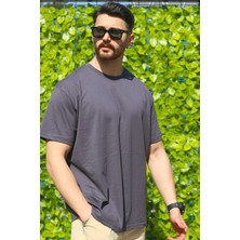 Eydamoon Erkek Füme Regular Likralı Süprem Kumaş %100 Pamuklu Bisiklet Yaka Kısa Kollu T-Shirt