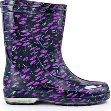 Fafatara Mor Çiçekli Su Geçirmez Kaymaz Taban Günlük Yağmur ve Bahçe Çizmesi