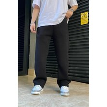 Eydamoon Erkek Kışlık Baggy Kesim Içi Polarlı Bol Paça Eşofman Altı - Siyah