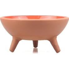 Feyza Design Renkli Seramik Ayaklı Sırlı Kedi Mama Kabı 20 cm