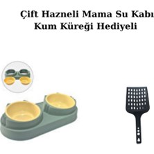 Feyza Design Çift Hazneli Kedi Mama ve Su Kabı, Külçek Hediye ile Şık Tasarım