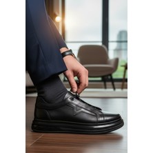 Enoch Hakiki Deri Yıldız Detaylı Günlük Erkek Sneaker Yüksek Comfort Taban