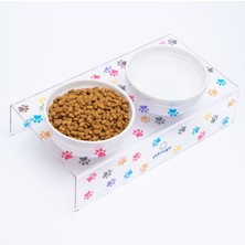 Feyza Design Akrilik Pleksi Evcil Hayvan Mama ve Su Kabı, Pati Baskılı, Şık ve Dayanıklı