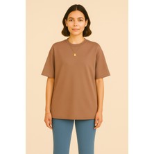 Eydamoon Kadın Basic Oversize Modal Kumaş T-Shirt Ipeksi Yumuşacık Canlı Renk Geniş Kalıp