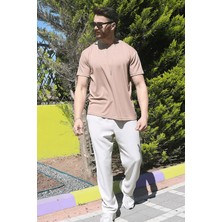 Eydamoon Erkek Bej Relaxfit Soft Touch Kırışmayan Modal Kumaş T-Shirt