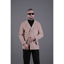 Ohepmoda Desenli Kruvaze Erkek Kaşe Kaban