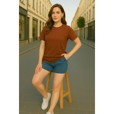 Eydamoon Kadın Regular Modal Kumaş Ütü Gerektirmeyen Ipeksi Yumuşacık Basic T-Shirt (Rahat Kalıp)