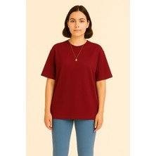 Eydamoon Kadın Basic Oversize Modal Kumaş T-Shirt Ipeksi Yumuşacık Canlı Renk Geniş Kalıp