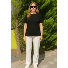 Eydamoon Kadın Regular Modal Kumaş Ütü Gerektirmeyen Ipeksi Yumuşacık Basic T-Shirt (Rahat Kalıp)