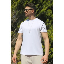 Eydamoon Erkek Beyaz Relaxfit Soft Touch Kırışmayan Modal Kumaş T-Shirt