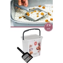 Feyza Design Kapaklı Evcil Hayvan Kum Saklama Kovası ve Kum Küreği 2’li Set