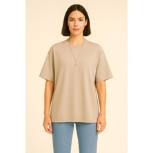 Eydamoon Kadın Basic Oversize Modal Kumaş T-Shirt Ipeksi Yumuşacık Canlı Renk Geniş Kalıp