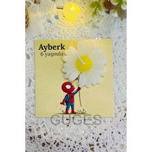 PremiumPort 20 Adet Spider Man Kart ve Papatya Mum Seti, Doğum Günü, Baby Shower Hediyesi