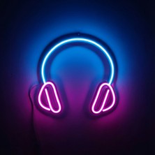 Vetralux Kulaklık & Müzik Neon LED 3D Baskı
