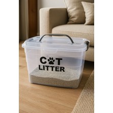 Feyza Design 14 Litre Kedi Kumu Saklama Kabı, Üstten Tutmalı ve Kilitli Hava Alan