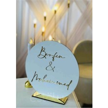 PremiumPort Özel Tasarımlı Ahşap ve Gold Pleksi Oval Isimlik 25 cm