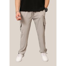 Eydamoon Erkek Gri Likralı Baggy Kesim Kargo Cepli Ayarlanabilir Paça Yazlık Eşofman Altı