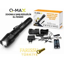 farissu Profesyonel 20W 3000 Lümen Zoomlu Şarj Edilebilir El ve Tüfek Feneri Seti - 3000 Metre Menzilli