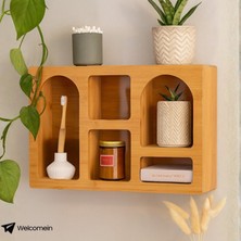 Welcomein Bambu Duvar Rafı Çok Gözlü Dekoratif Organizer | Mutfak, Banyo, Salon Kullanımına Uygun