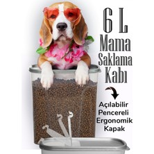Feyza Design 6 Litre Geniş Hazneli Sızdırmaz Kedi Köpek Maması Saklama Kabı