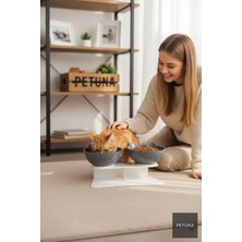 Feyza Design Iki Hazneli Beyaz Kedi Kafası Standlı Mama ve Su Kabı 350 ml