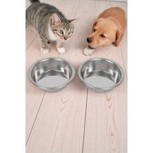 Feyza Design Çiftli Paslanmaz Çelik Mama ve Su Kabı X-Large 20,5cm 1000ML