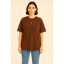 Eydamoon Kadın Basic Oversize Modal Kumaş T-Shirt Ipeksi Yumuşacık Canlı Renk Geniş Kalıp